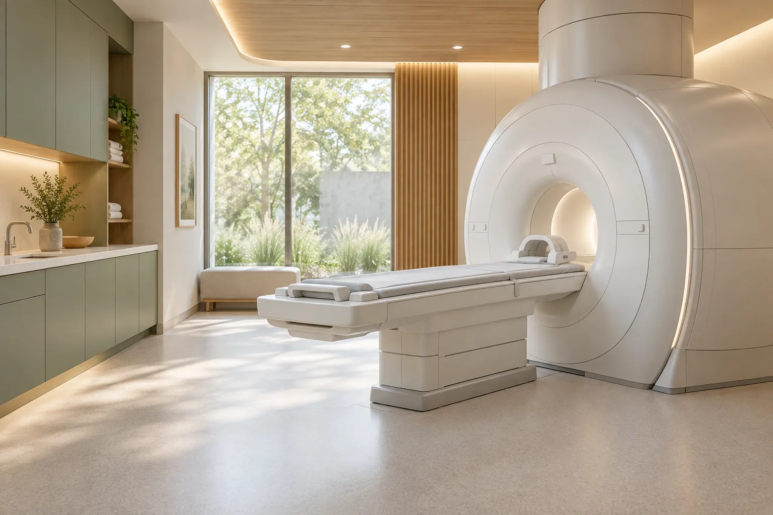 Generated concept of a calm MRI imaging suite